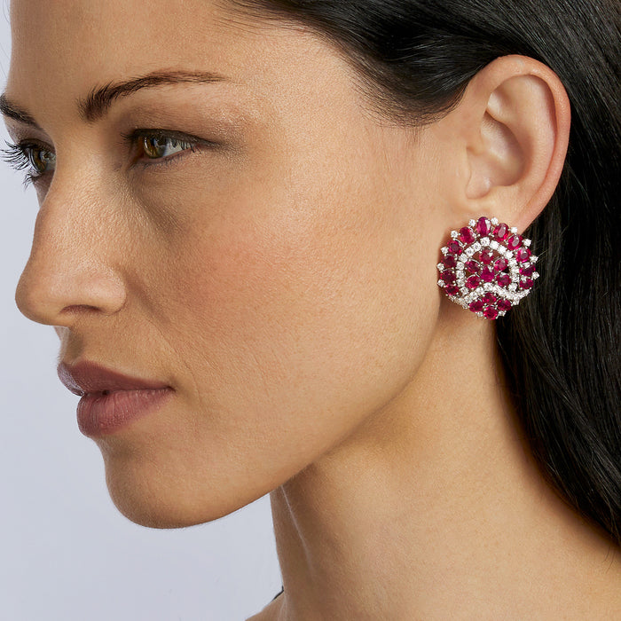 Crystal Pink Sakura Flower with Zircon Clip Earrings – Stylish Looks